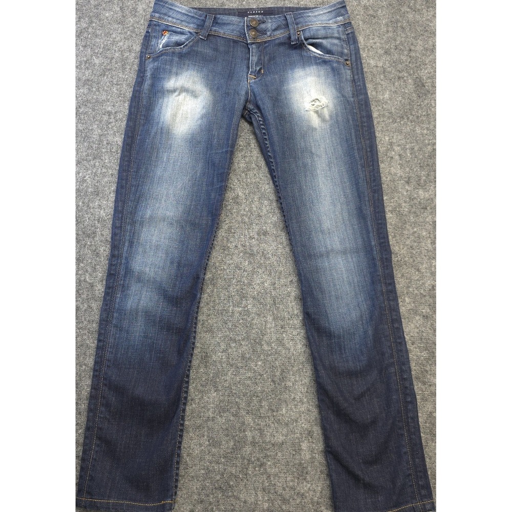 Hudson Womens Blue Denim Medium Wash Distressed Skinny Jeans,‎ 26